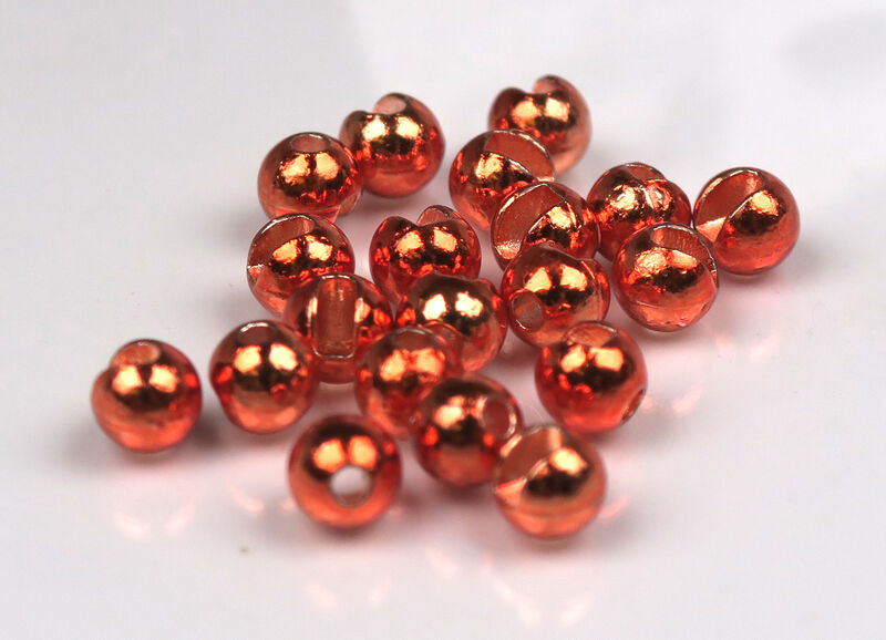 Bright orange tungsten fly tying beads with slot design for heavy sinking nymphs