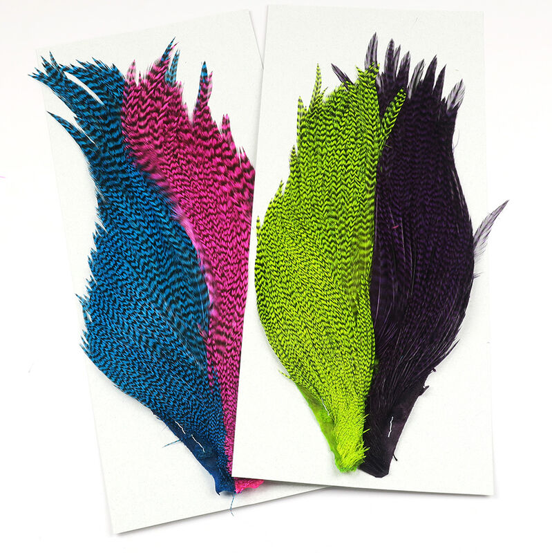 Salmon and steelhead fly tying hackle material dyed grizzly colors