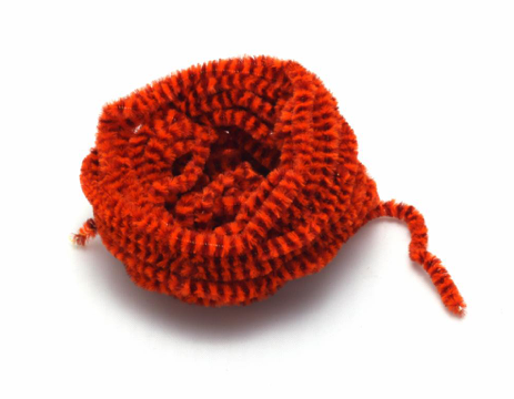 Hareline Variegated Chenille coil in brown and orange color
