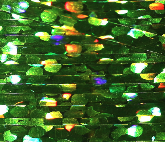 Chartreuse Veevus Holographic Tinsel, highly visible and attractive for tying eye-catching flies.