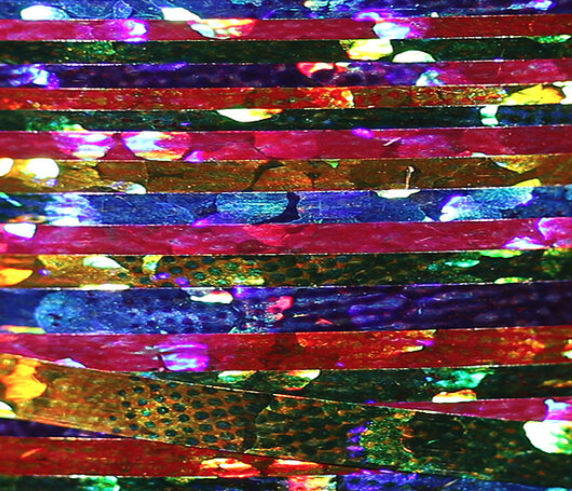 Rainbow Veevus Holographic Tinsel, for tying flies with a multi-colored, reflective finish