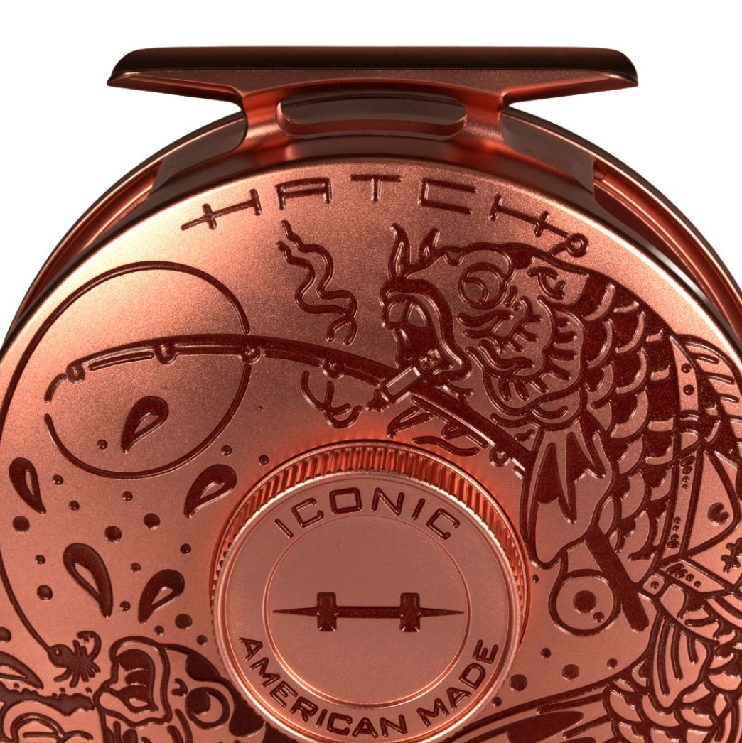 Art detail of Hatch Iconic Fly Reel 7 Plus Artist Edition Brent McCarron