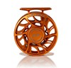 Front view of Hatch Iconic Fly Reel 4 Plus Campfire Orange