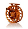 Angled view of Hatch Iconic Fly Reel 4 Plus Campfire Orange