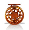 Front view of Hatch Iconic Fly Reel 5 Plus Campfire Orange