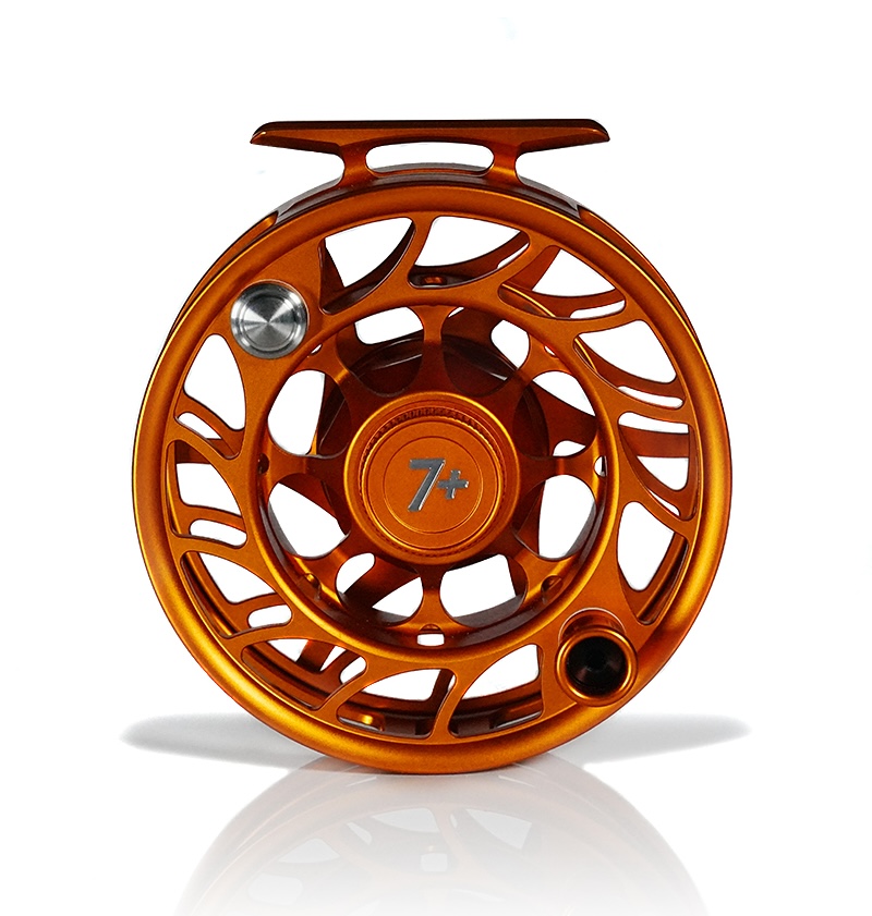 Hatch Iconic Fly Reel 7 Plus Campfire Orange color large arbor