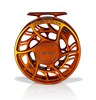 Front view Hatch Iconic Fly Reel 7 Plus Campfire Orange color large arbor