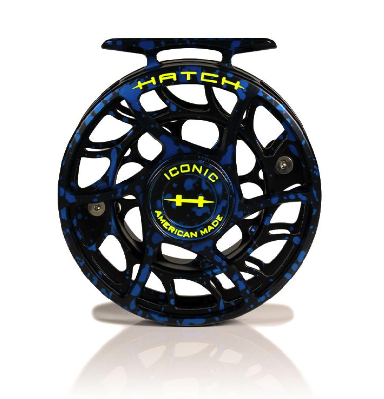 Drag knob view of Hatch Iconic Fly Reel 5 Plus Dark Matter Blue/Black Limited Edition Large Arbor