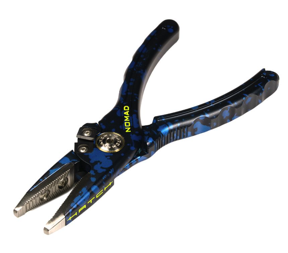 Angled view of Hatch Nomad 2 Pliers Dark Matter Blue/Black Limited Edition
