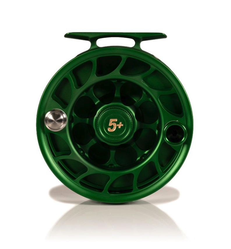 Spool side view of Hatch Iconic Fly Reel 5 Plus Artist Edition Drew Wilson