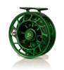 Angled spool view of Hatch Iconic Fly Reel 5 Plus Artist Edition Drew Wilson