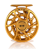 Back view of Hatch Iconic Fly Reel 5 Plus Fool's Gold Limited Edition Mid Arbor