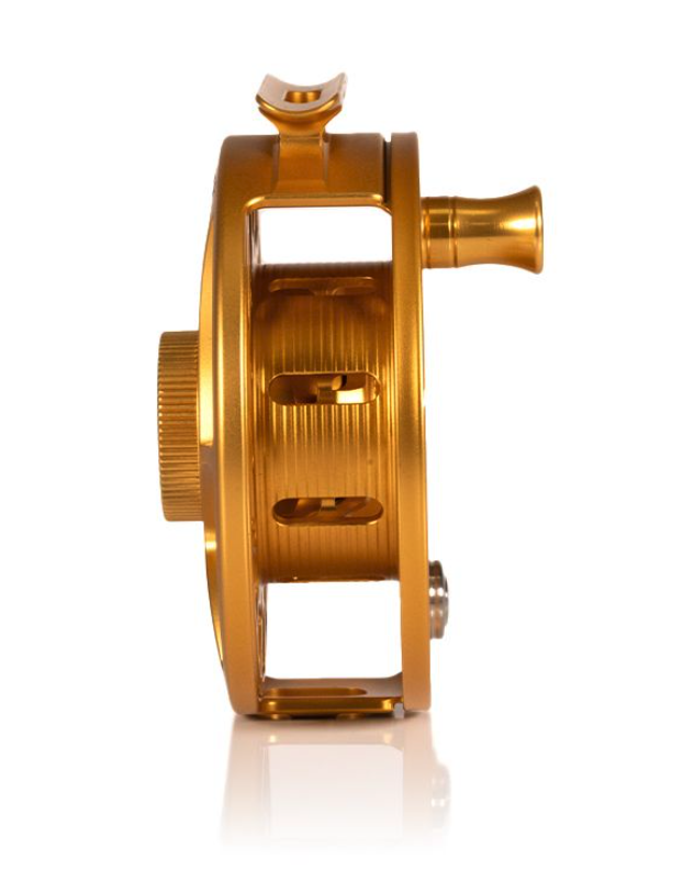 Hatch Iconic Fly Reel 5 Plus Fool's Gold Limited Edition Mid Arbor View Arbor view of Hatch Iconic Fly Reel 5 Plus Fool's Gold Limited Edition Mid Arbor