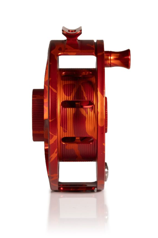 Arbor view of Large Arbor Hatch Iconic Fly Reel 7 Plus Magma Red Orange Limited Edition