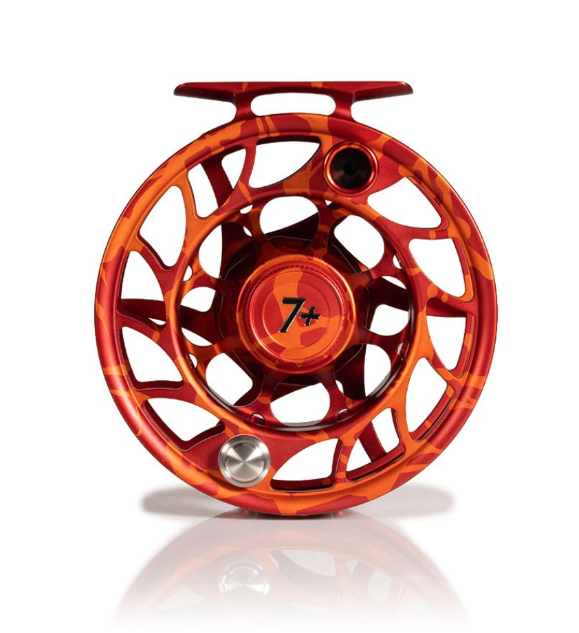 Large Arbor Hatch Iconic Fly Reel 7 Plus Magma Red Orange Limited Edition