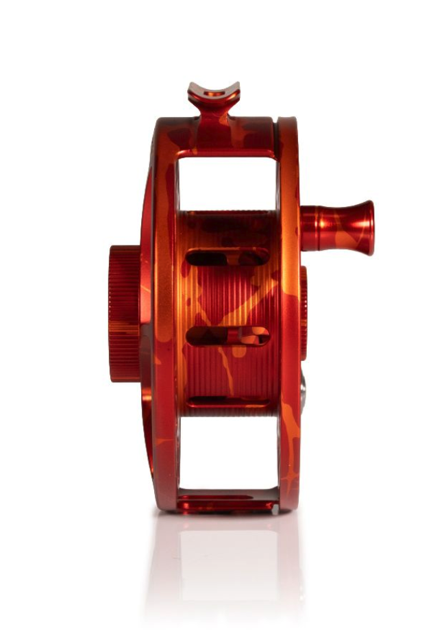 Arbor view of Mid Arbor Hatch Iconic Fly Reel 7 Plus Magma Red Orange Limited Edition