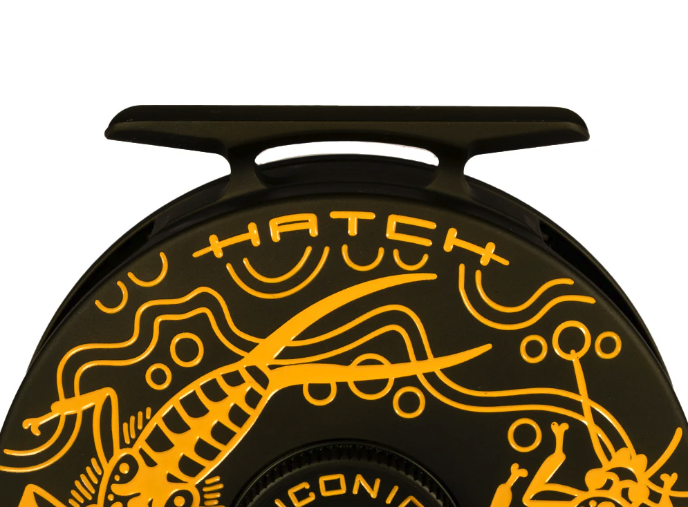 Top art detail of Hatch Iconic Fly Reel 5 Plus Artist Edition Matt Renner