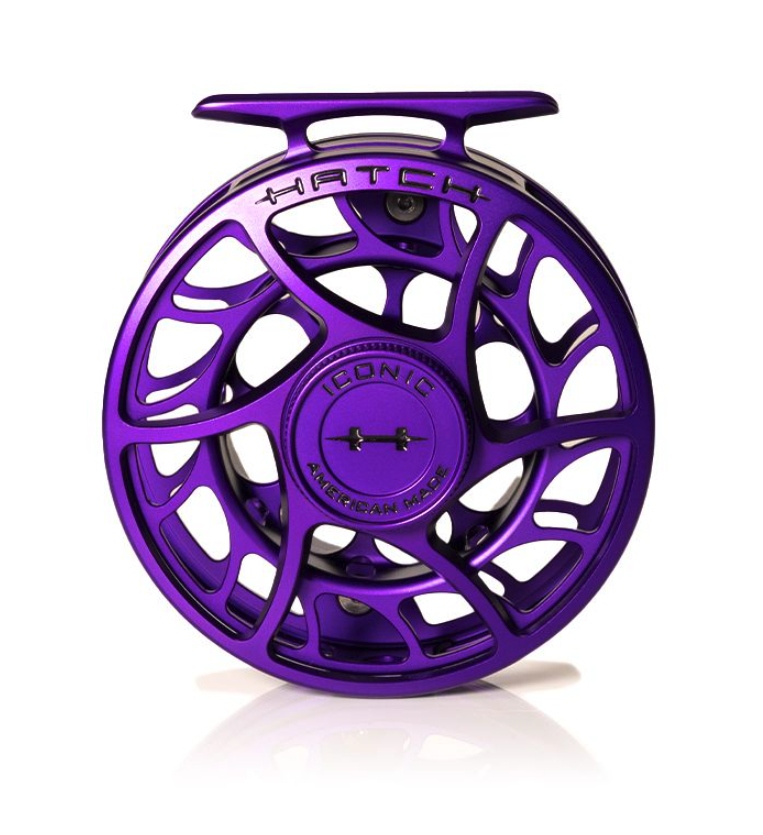 Drag knob view of Hatch Iconic Fly Reel 5 Plus Phantom Purple Limited Edition