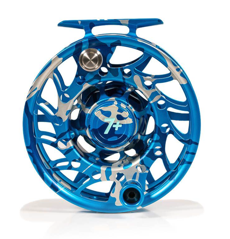 Spool view of Hatch Iconic Fly Reel 7 Plus Limited Edition Splash Camo Mid Arbor
