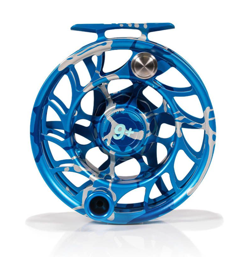 Spool view of Hatch Iconic Fly Reel 9 Plus Limited Edition Splash Camo Large Arbor