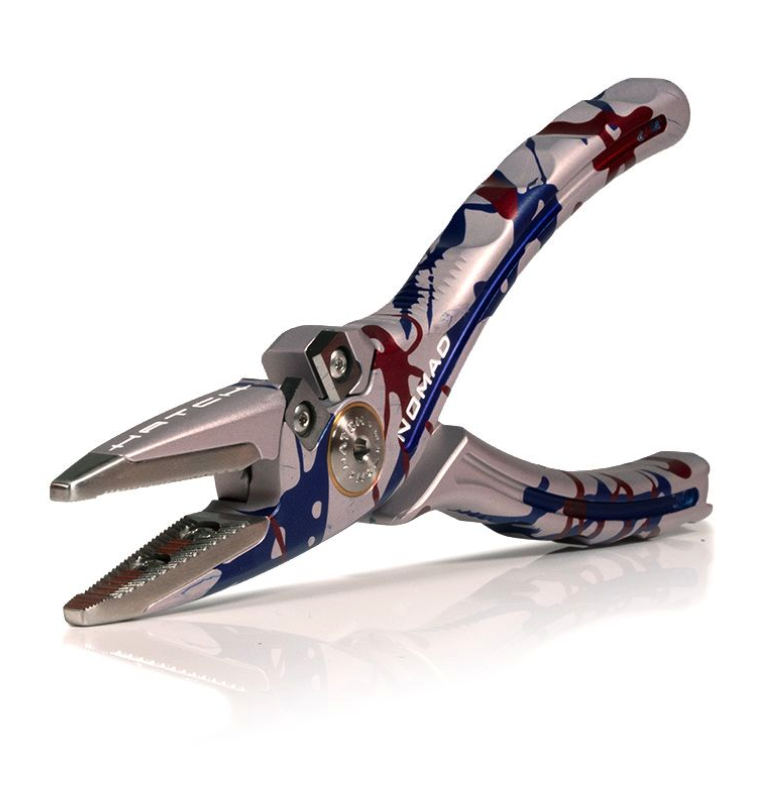 Angled front view of Hatch Nomad 2 Pliers USA Limited Edition