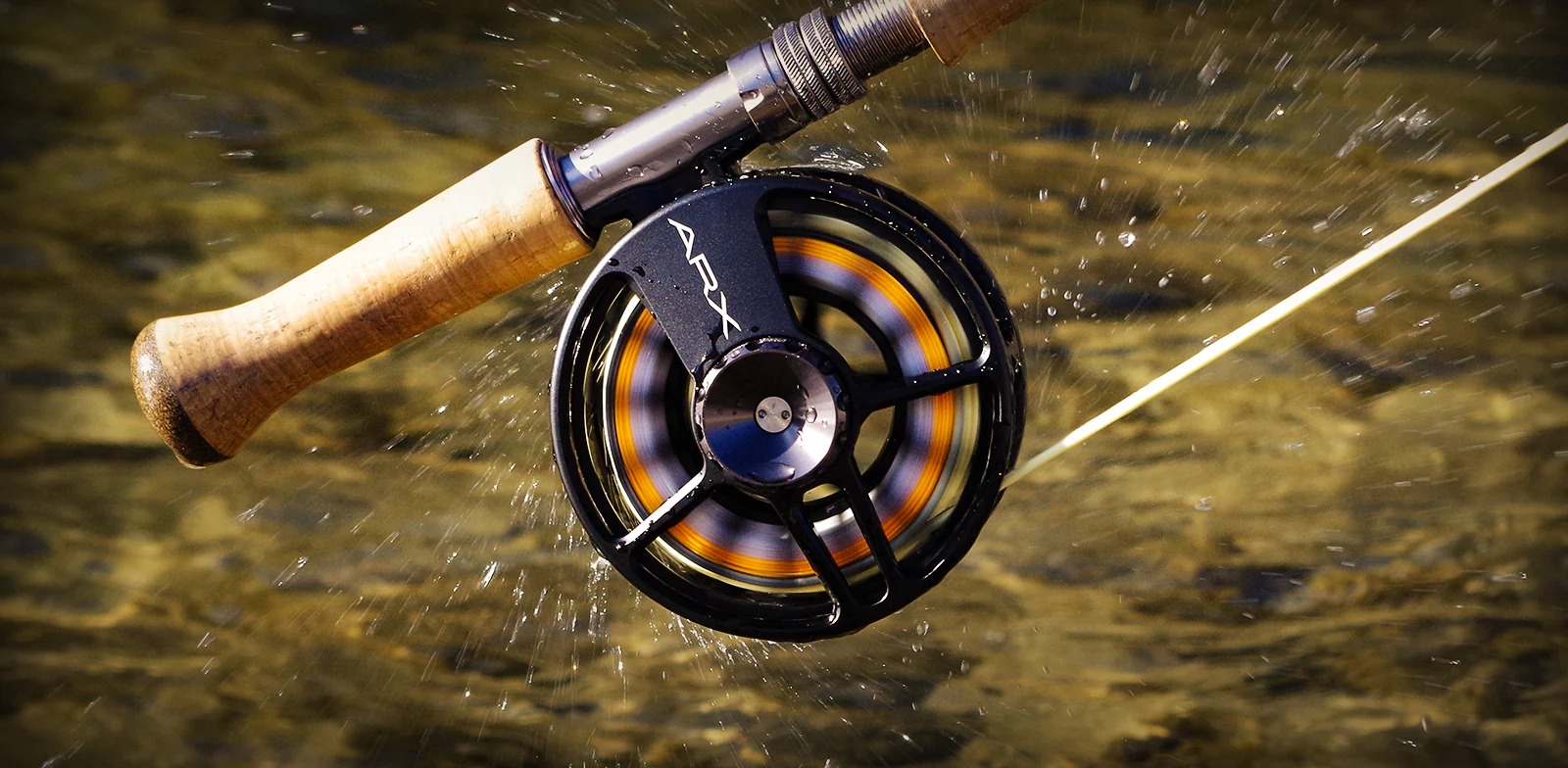 Lamson Arx II fly fishing reel shown on rod with line loaded for swinging flies