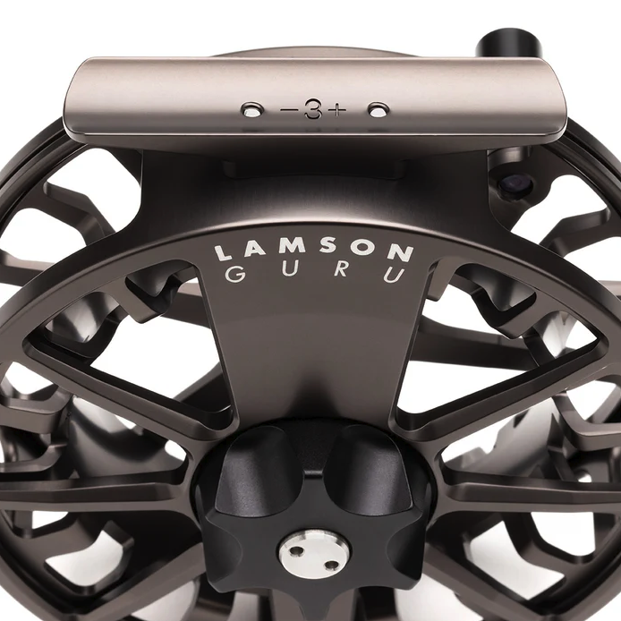 Top angle view of Lamson Guru E-Series Fly Reel
