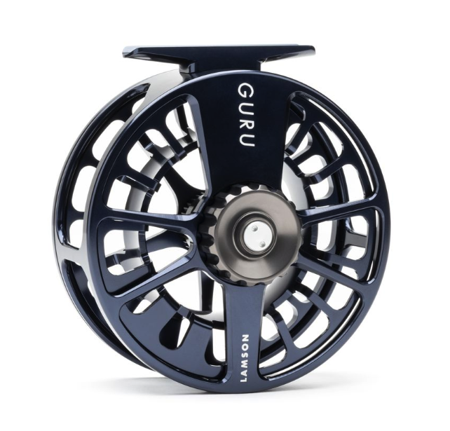 Front of Lamson Guru X HD Fly Reel Blue Steel