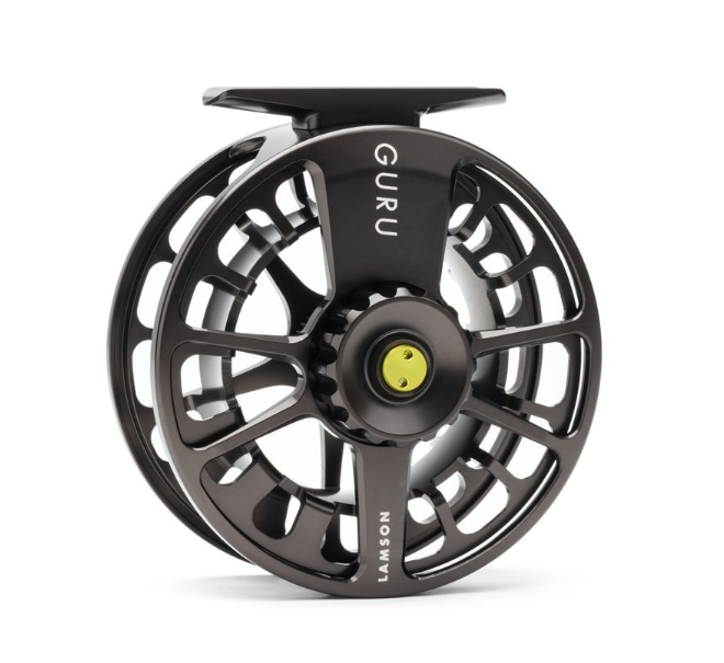 Front angle of Lamson Guru X Fly Reel Halo