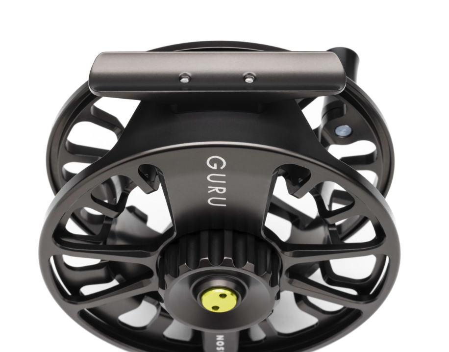 Reel foot detail of Lamson Guru X Fly Reel Halo