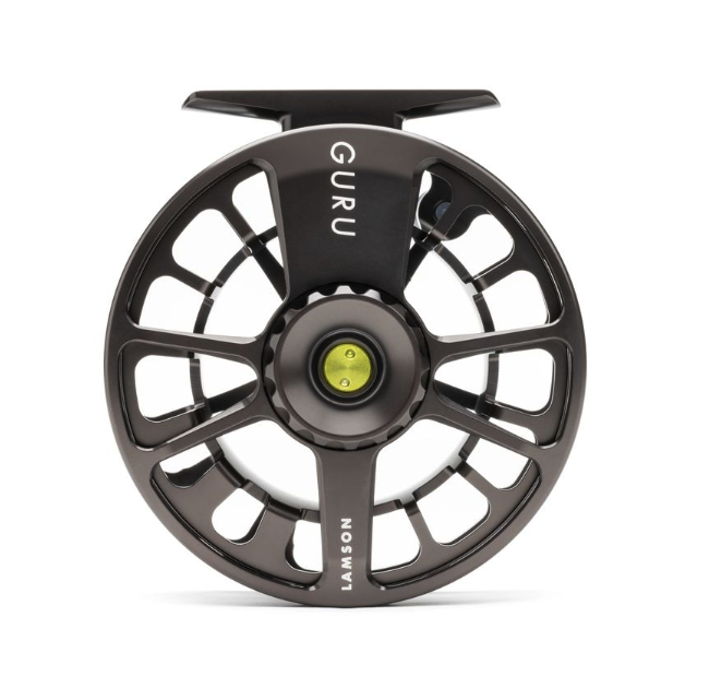 Front view of Lamson Guru X Fly Reel Halo