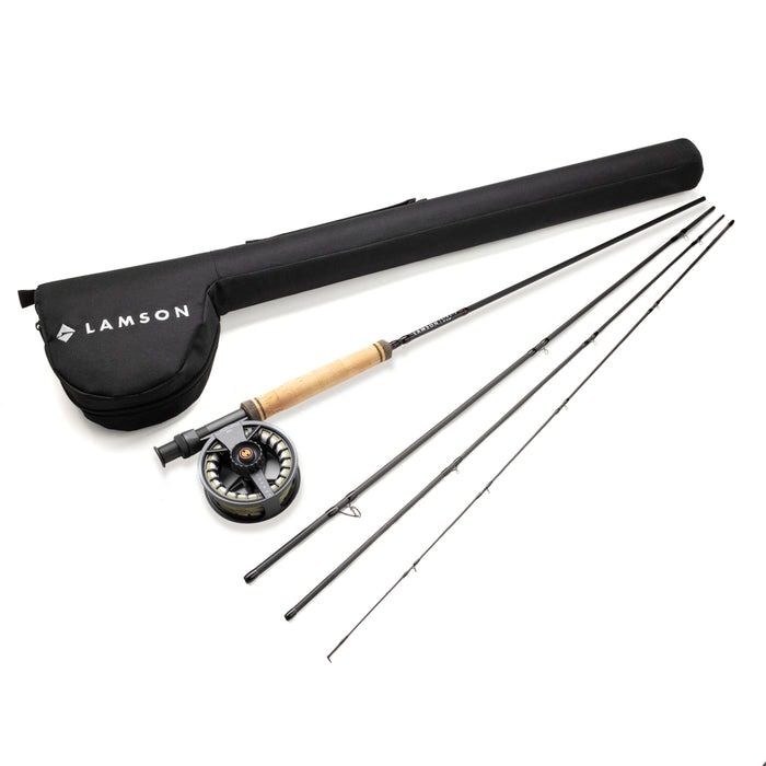Lamson Liquid fly rod and reel combo 4wt 5wt 6wt with Liquid S reel rod sections and protective travel case