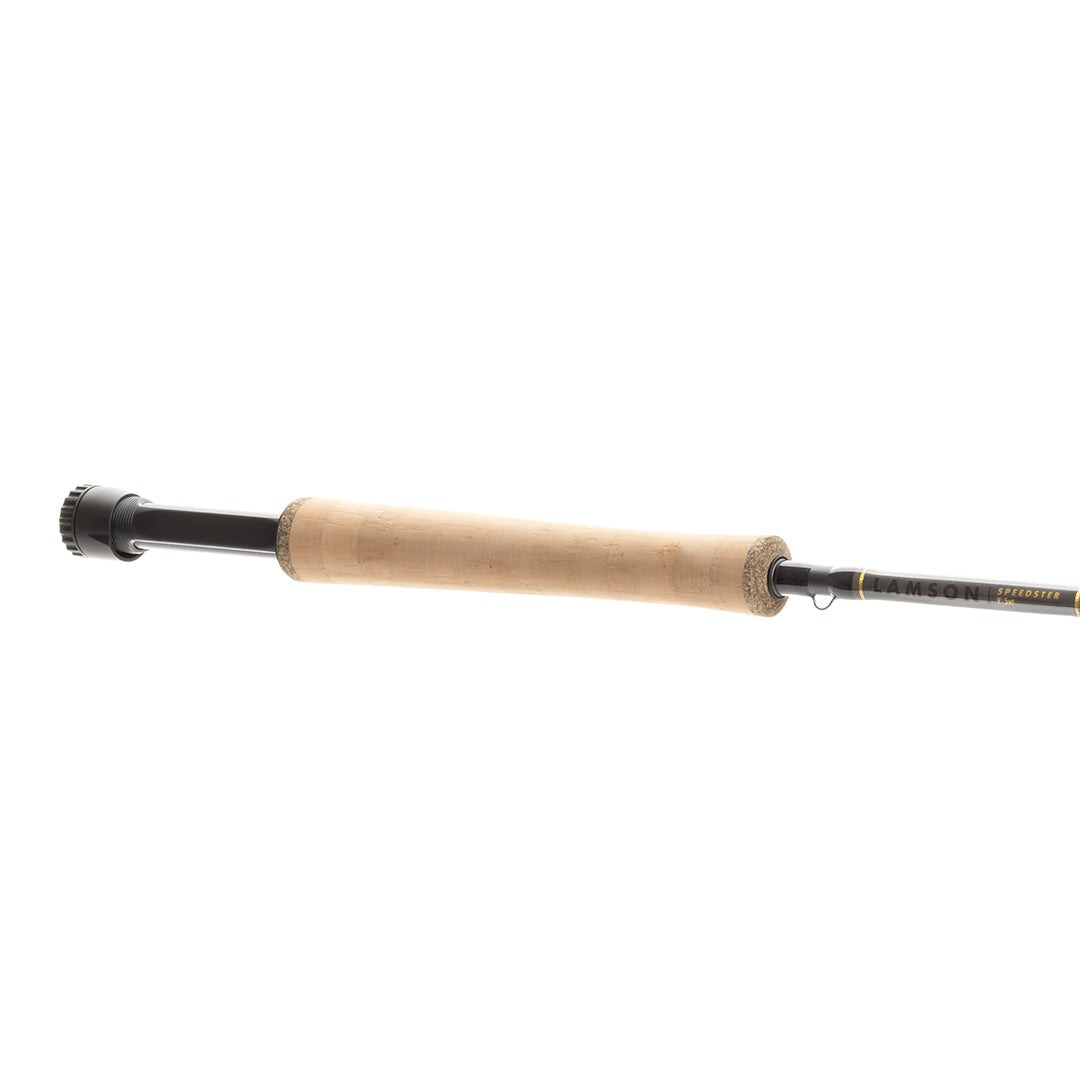 Lamson Speedster fly rod cork grip and reel seat detail fast action freshwater fly fishing rod