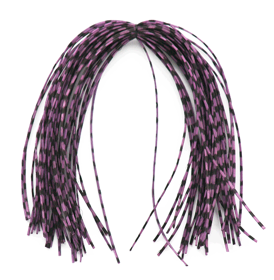 MFC Barred Sexi-Floss purple and black rubber leg strands for steelhead streamers, bass flies, and stonefly nymphs.