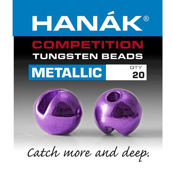 Light violet Hanak Slotted Tungsten Beads Metallic+ for flashy Perdigons, jig nymphs, and attractor flies