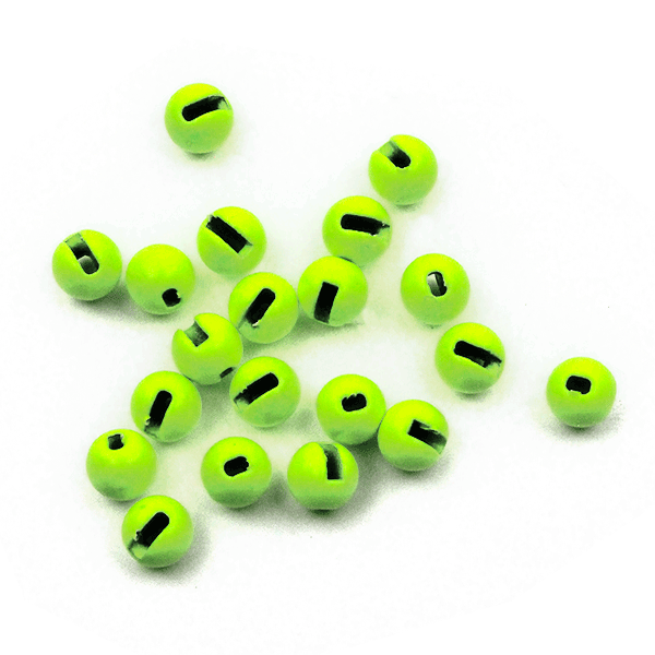 Chartreuse MFC slotted tungsten beads for bright attractor nymphs and jig flies