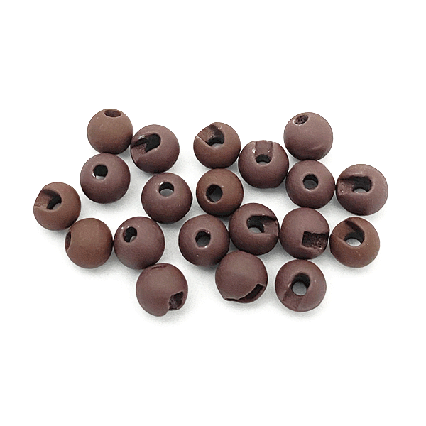 Matte brown MFC slotted tungsten beads for tying natural jig nymphs and Euro fly patterns
