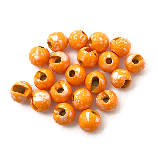Mottled matte light orange MFC slotted tungsten beads for hot spot jig nymphs and perdigon patterns