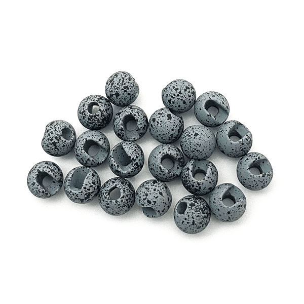 Mottled matte grey MFC slotted tungsten beads for natural Euro nymphs and fast sinking jig flies