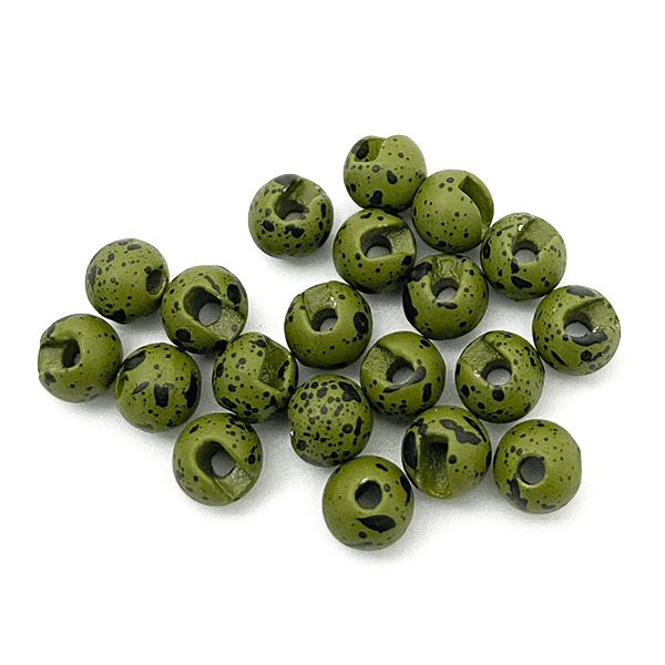 Mottled olive Montana Fly Company slotted tungsten beads for natural trout nymphs and jig fly tying