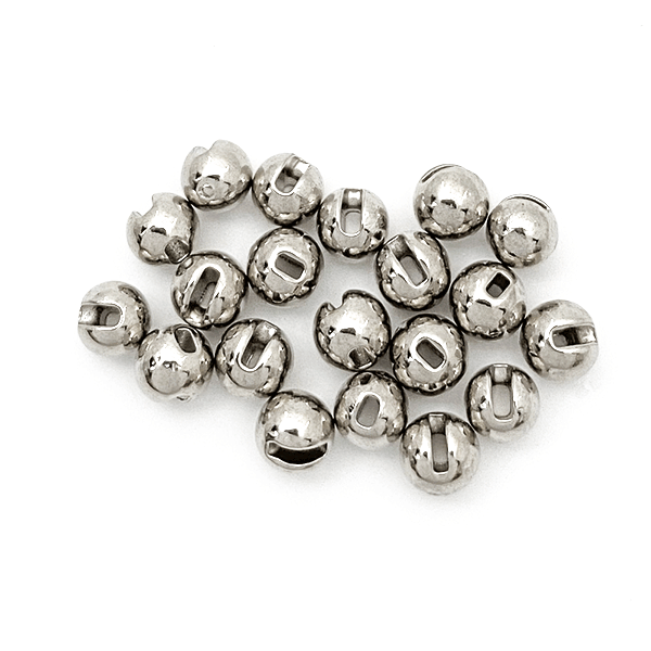 Silver MFC slotted tungsten beads for classic weighted nymphs, perdigons, and Euro jig flies