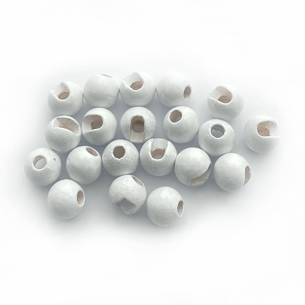 White Montana Fly Company slotted tungsten beads for bright jig nymphs and high visibility fly tying patterns