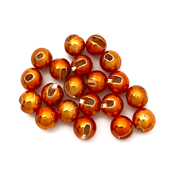 Orange MFC Slotted Tungsten Lucent Beads for flashy jig nymphs and fast sinking trout flies