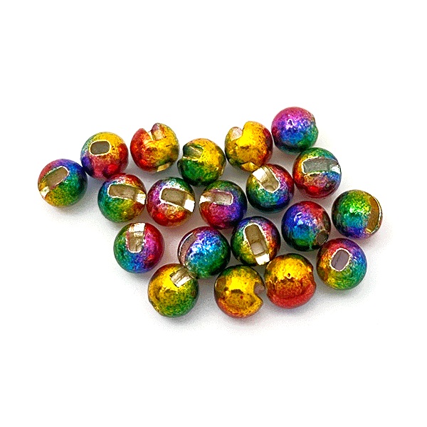 Rainbow MFC Slotted Tungsten Lucent Beads for colorful perdigons, jig nymphs, and attractor flies