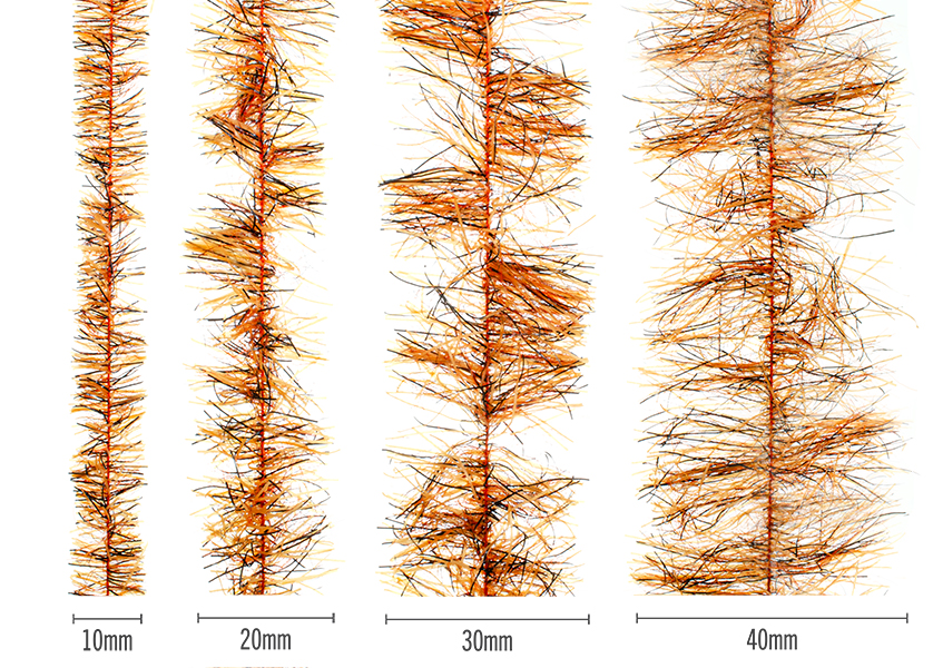 Senyo’s Speckled Chenille (Peppered Satin) – fluorescent orange speckled fly tying chenille, streamer body sizes 10mm–40mm
