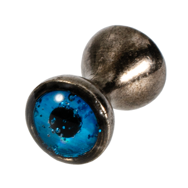 Black nickel tungsten dumbbell eye with sparkle blue center