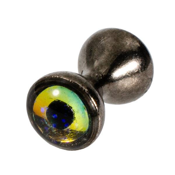 Black nickel tungsten dumbbell eye with sparkle opal center