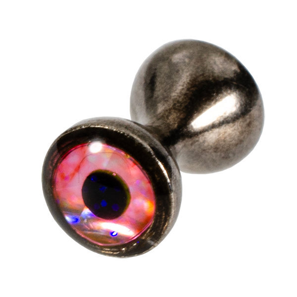 Black nickel tungsten dumbbell eye with sparkle pink center