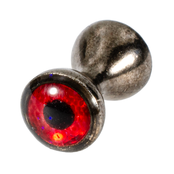 Black nickel tungsten dumbbell eye with sparkle red center