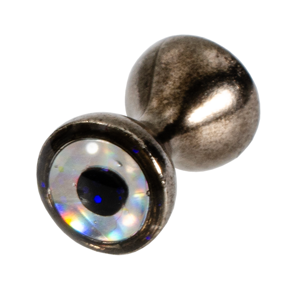 Black nickel tungsten dumbbell eye with sparkle silver center
